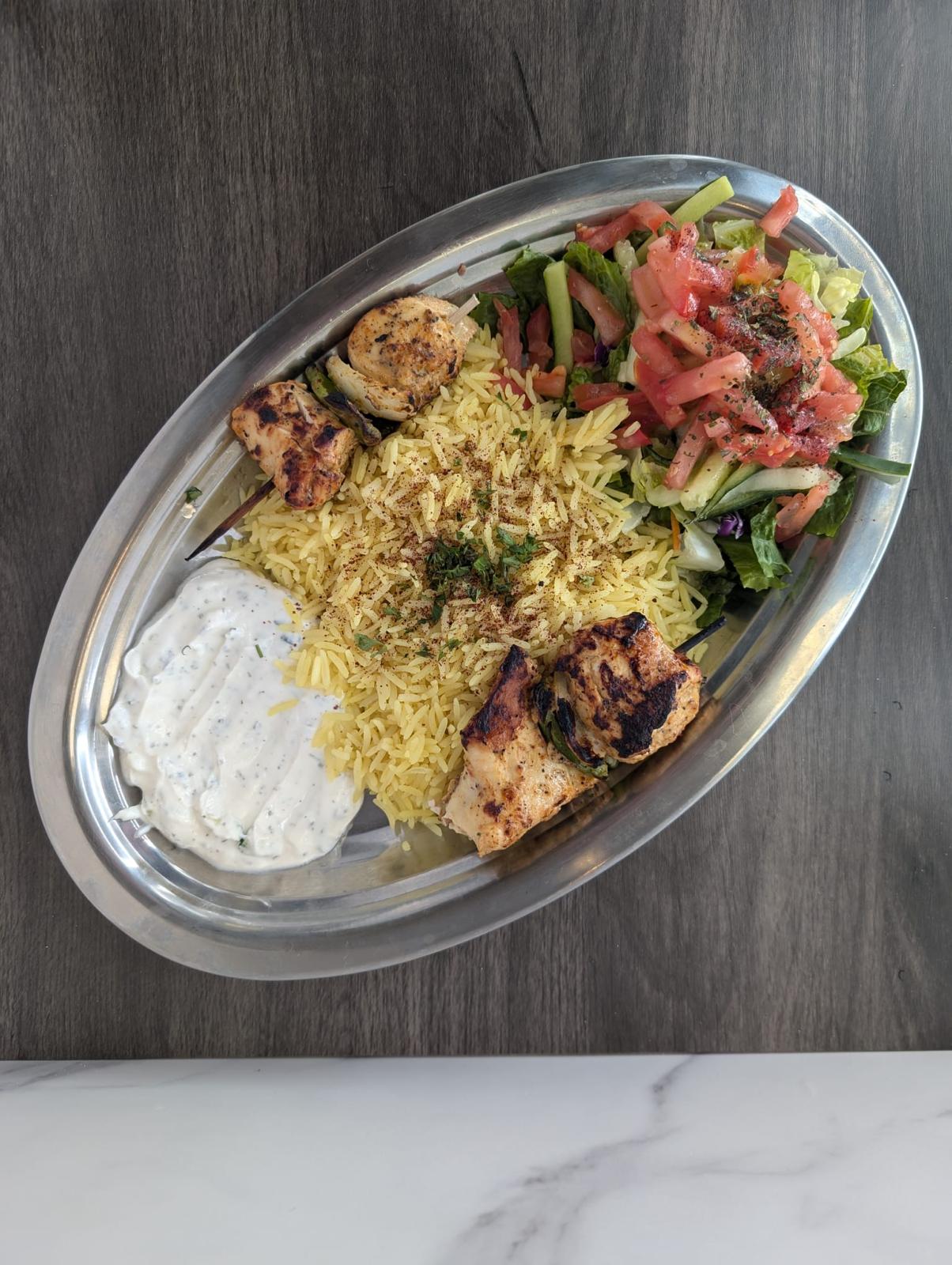 Chicken kabob lunch